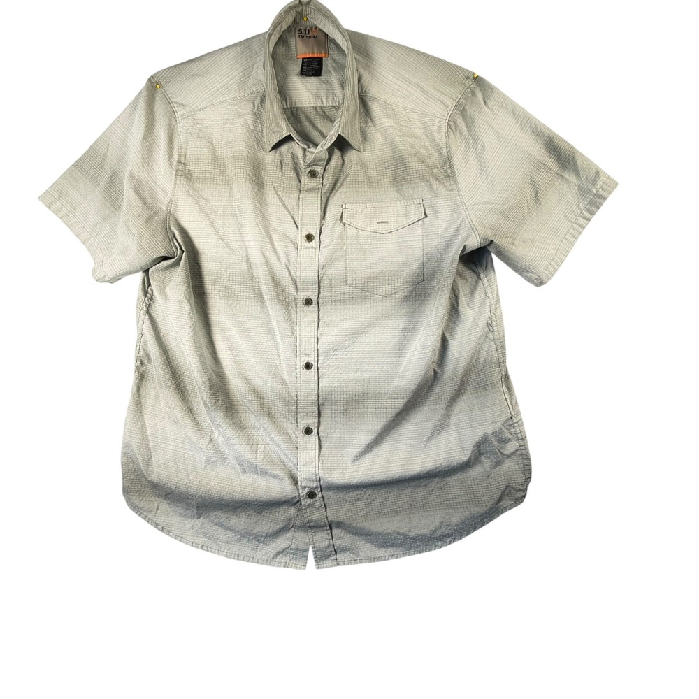 5.11 Tactical Button Down Shirt Mens XL Gray Good Short Sleeve Ripstop Utility
